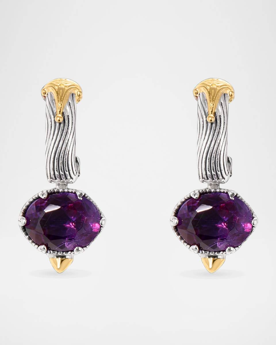 Kyma Silver and Gold Amethyst Faceted Earrings